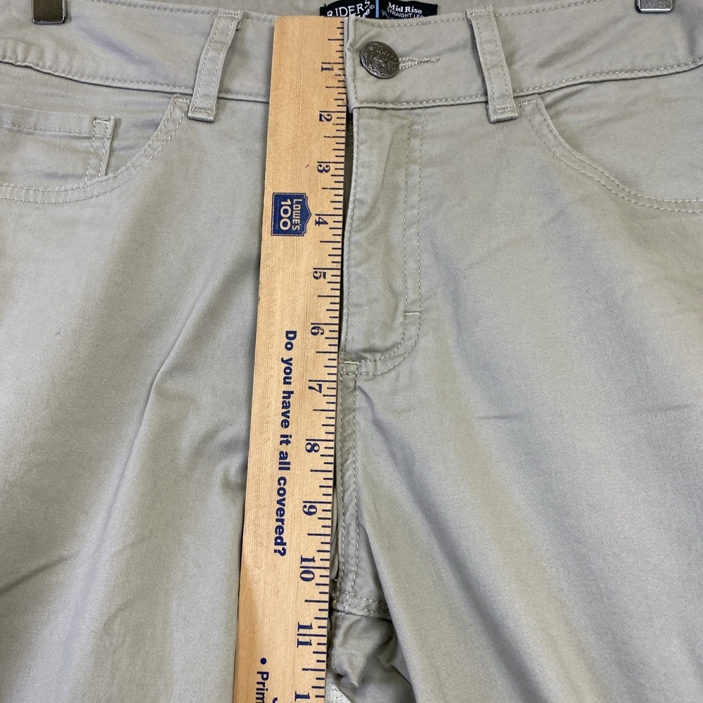 Riders by Lee Pants Women 12 Long Beige Straight Leg Mid-Rise Slimming Chino - Picture 10 of 11